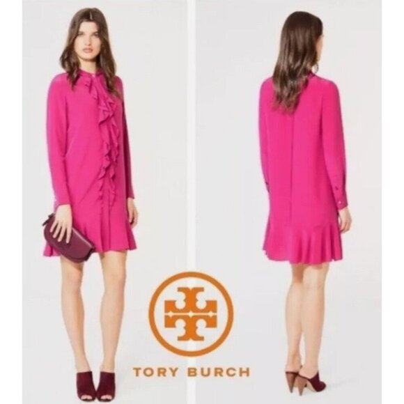 Tory Burch Dresses & Skirts - NWT Tory Burch Jane Fuschia Hibiscus Dress Size 2 XS Small